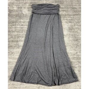 New Directions Dress Womens Small Gray Striped‎ Strapless Long Polyester Blend
